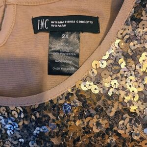 INC International Concepts Sequined Tank Top in Gold